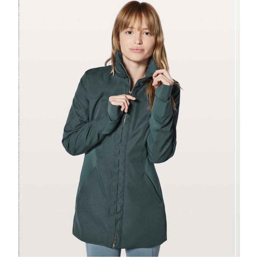 Lululemon Like A Glove Jacket Womens 2 Hidden Hood Water Repellant Teal Green
